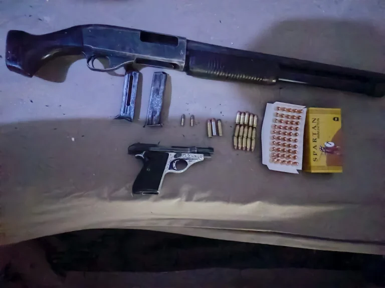 The firearms and the ammunition that was recovered from the suspects.